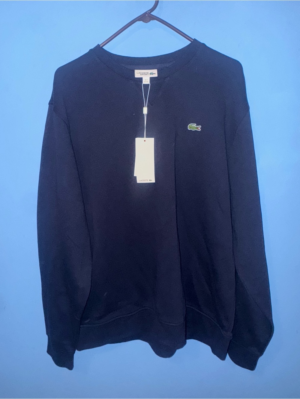 Lacoste Men's Dark Navy Crewneck Sweatshirt with Croc Size 2XL NWT